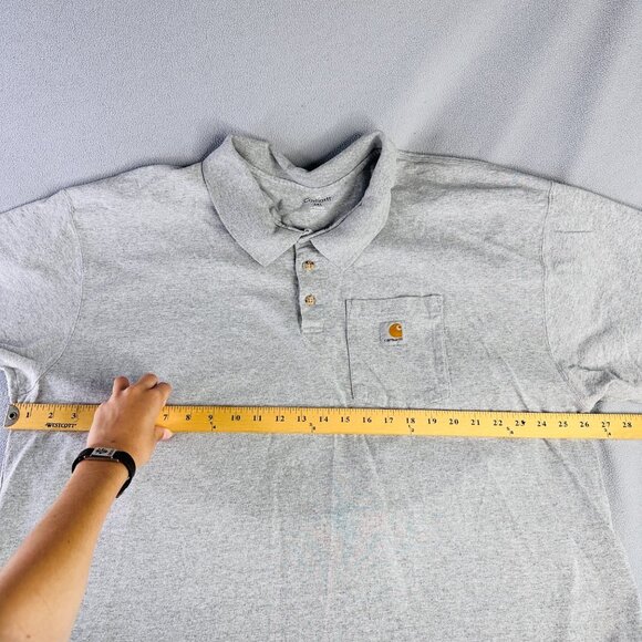 Carhartt Shirt Mens 2XL Polo Collar Short Sleeve Pocket Logo Gray Knit - Picture 5 of 9